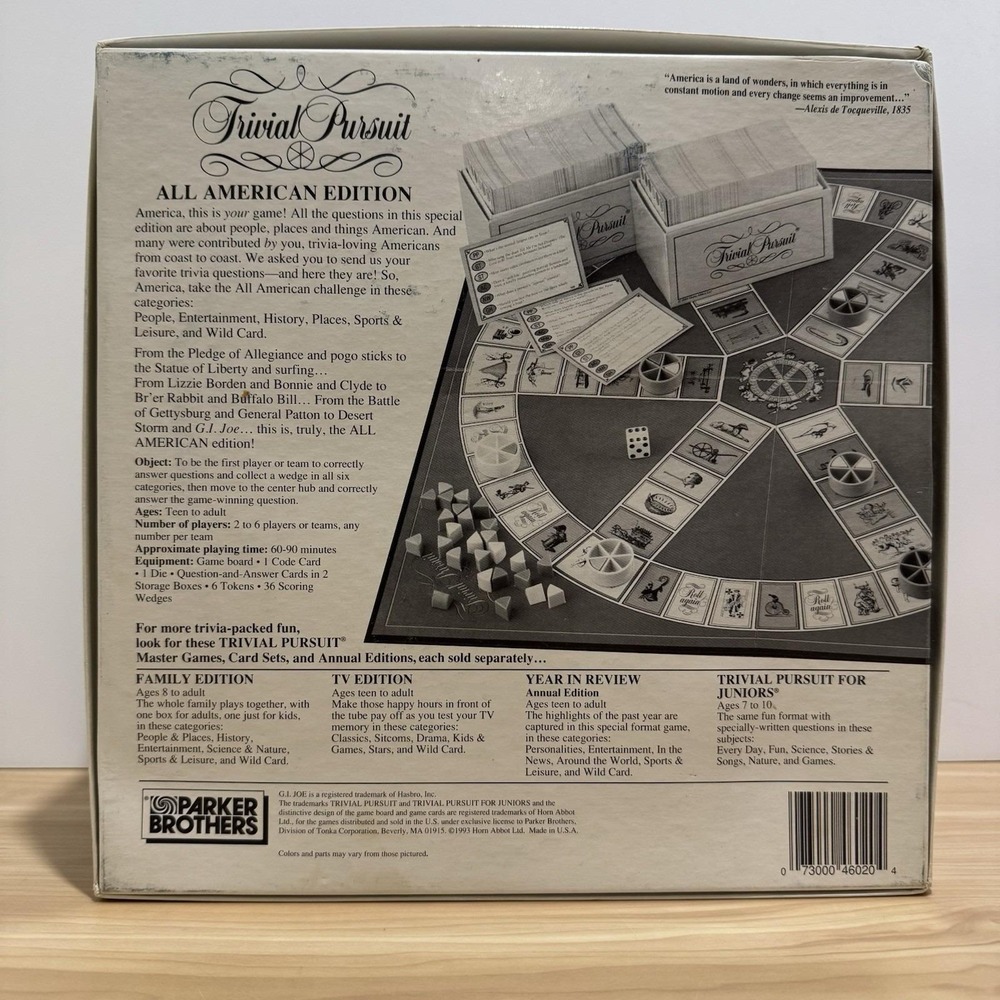 Trivial Pursuit All American Vintage 1993 Parker Brothers Board Game New Open Bx - Picture 4 of 14